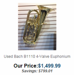 A picture of a used euphonium is 1,499.99