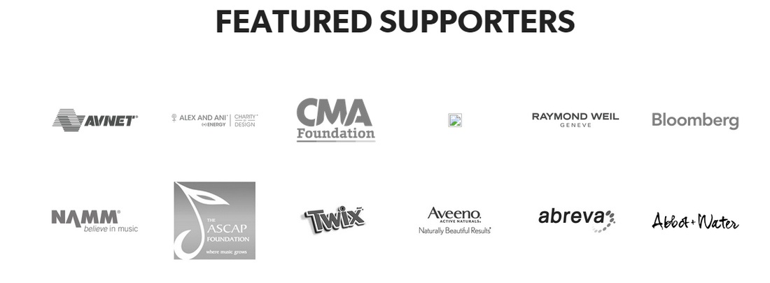 A list of Vh1 Save the music sponsers including twix and bloomberg